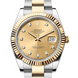 Rolex Datejust Two Tone 18k Gold champagne Dial Fluted bezel