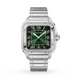 Cartier Santos De Cartier Watch, Large Model, Steel, Automatic, Green Dial Interchangeable Leather Strap